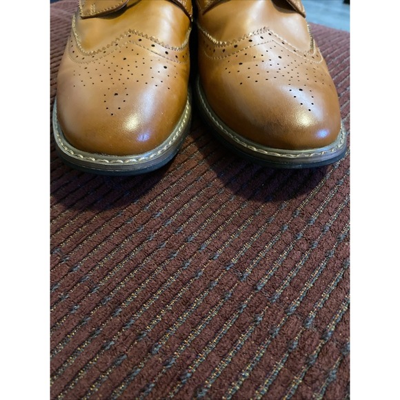 Jousen Milan Dress Shoes Mens Size 9 Yellow Brown Leather Wing Tip Oxfords - Picture 10 of 16